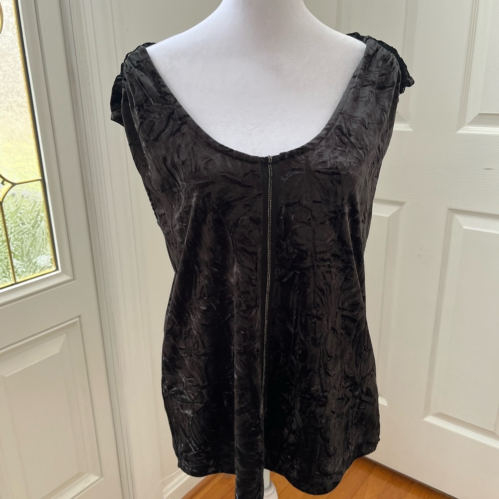 Rock & Republic gray crushed velvet top, size medium